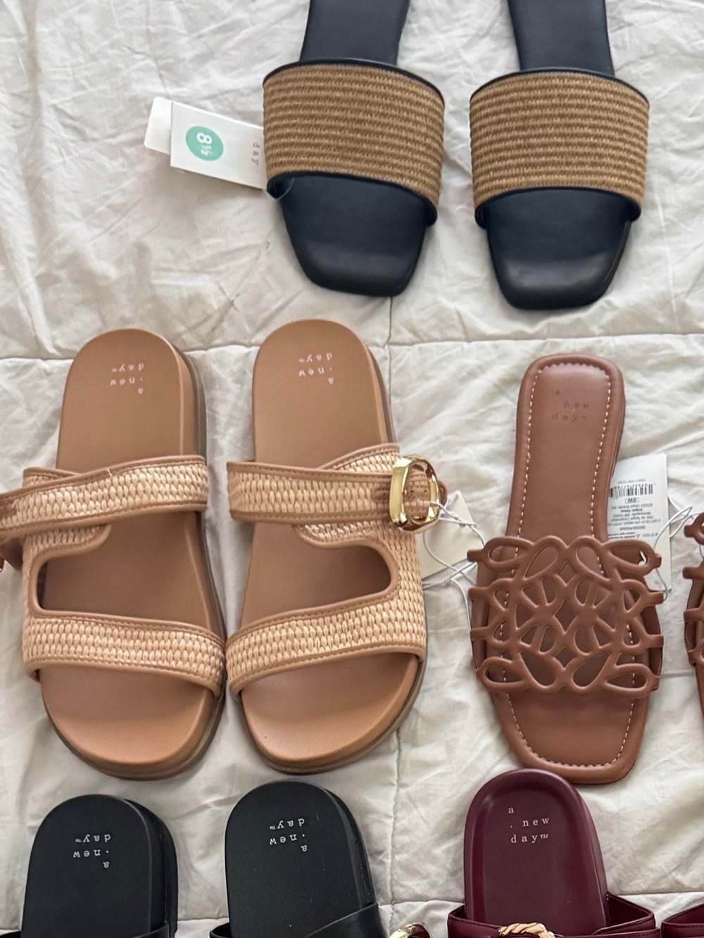 a new day Tan Woven Slide Sandals with Gold Buckle - Picture 6 of 6